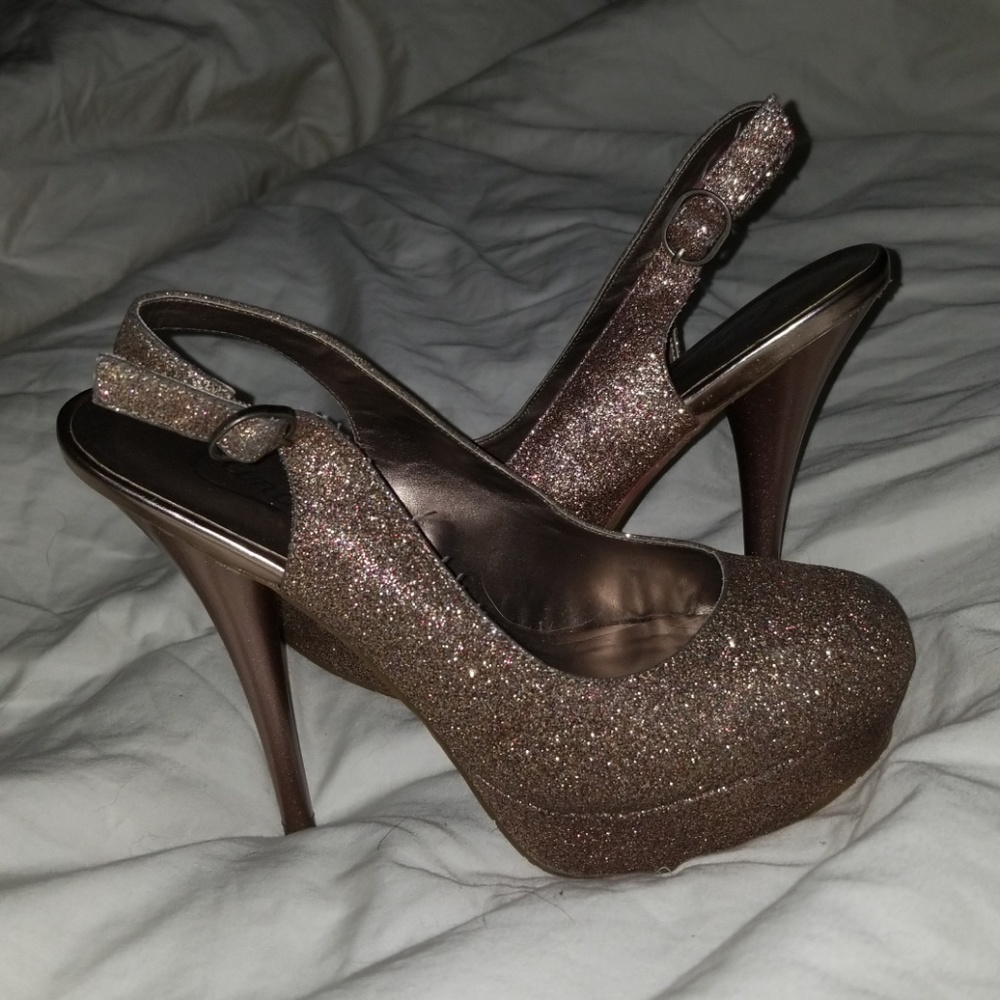 Candies Pink Glitter Slingback Heels